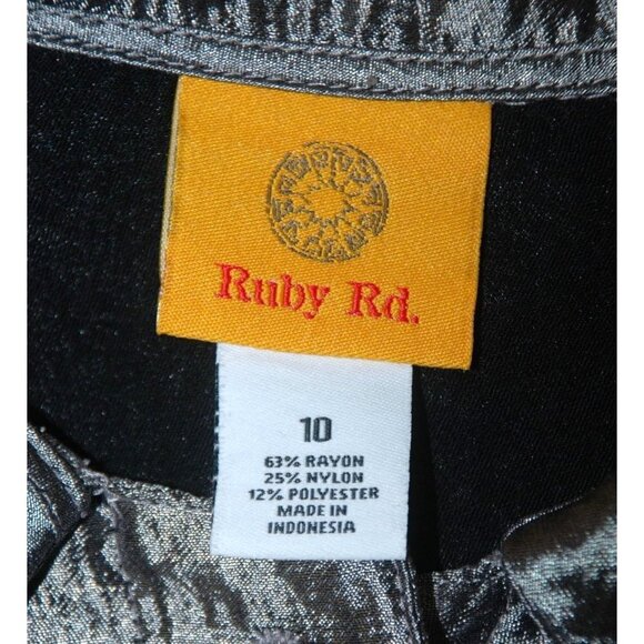 Ruby Rd. Ladies Gray Silver Metallic Jacket Blazer Size 10 Button Up Roll Tab - Picture 10 of 11